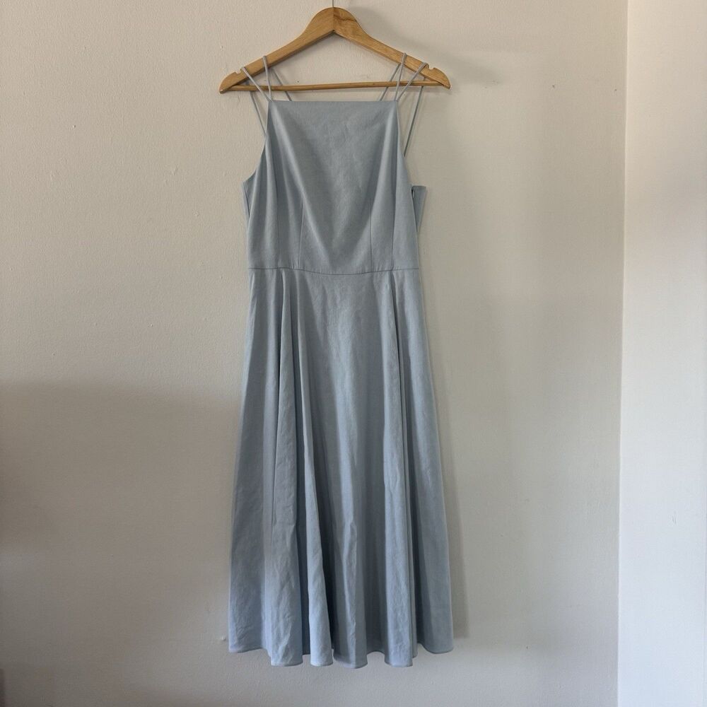 Theory 6 $445 Linen Midi Dress Pockets Minimalist Wedding Guest Old Money Luxury
